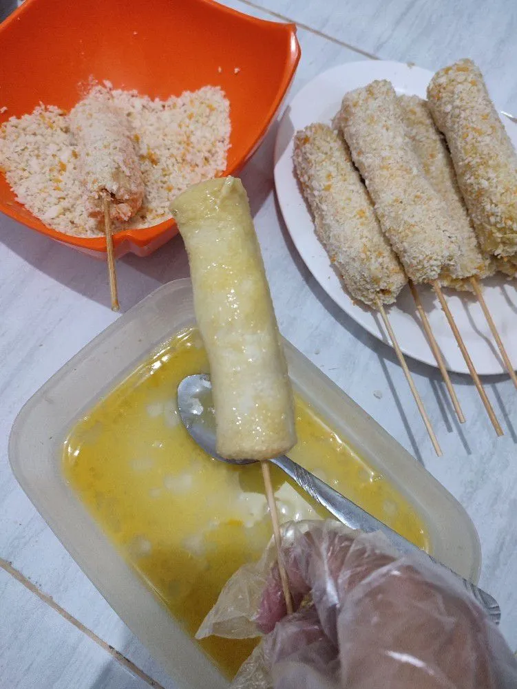 Step 5 Corndog Roti Tawar