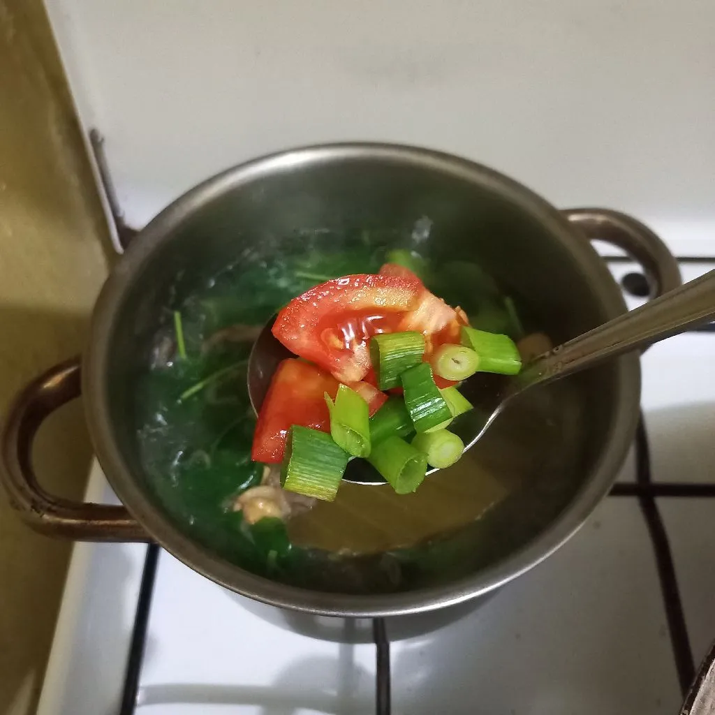 Step 6 Bayam Labu Kuah Bumbu Bawang Goreng