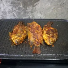 Bakar ikan mujair sampai kecoklatan. Angkat dan sajikan.