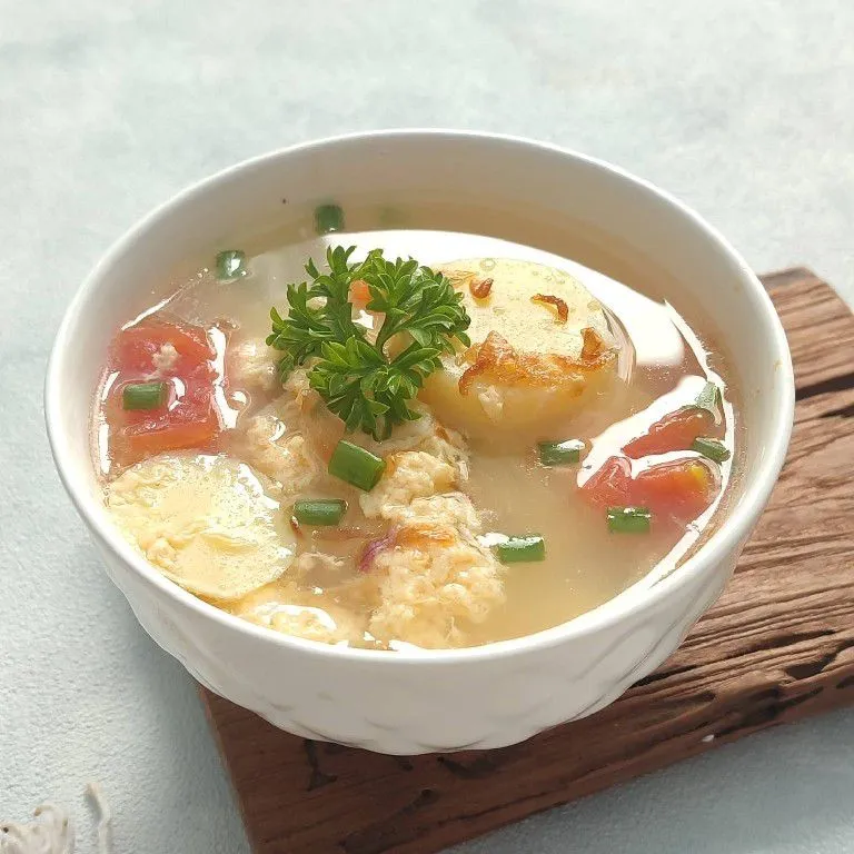 Sup Telur Tofu Udang