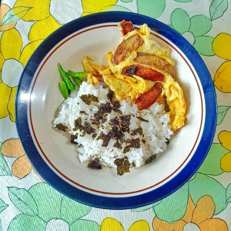 Nasi Telur Dadar Terong Tabur Nori