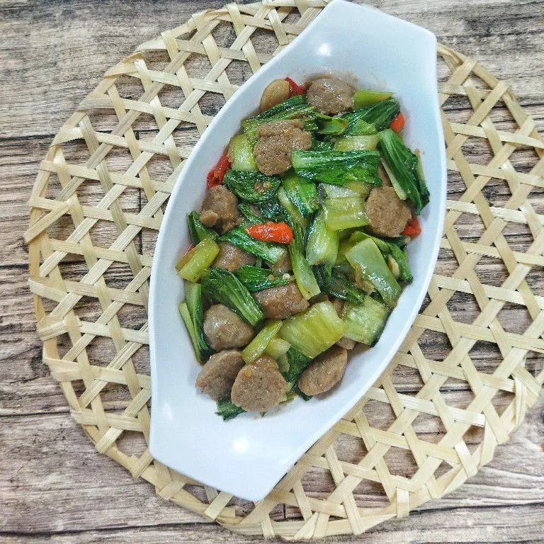 Tumis Pokcoy Bakso Saus Tiram