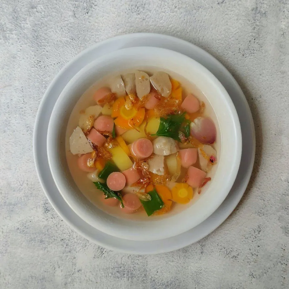 Sayur Bening Bakso Sosis Campur