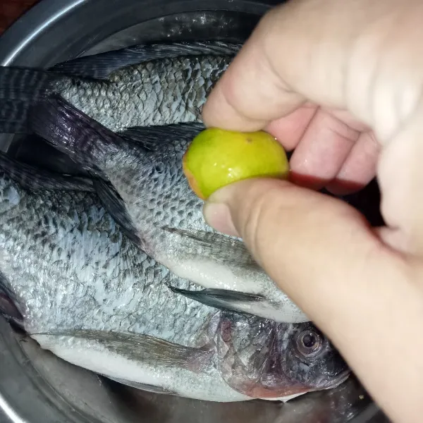 Kucuri ikan dengan perasaan jeruk nipis.