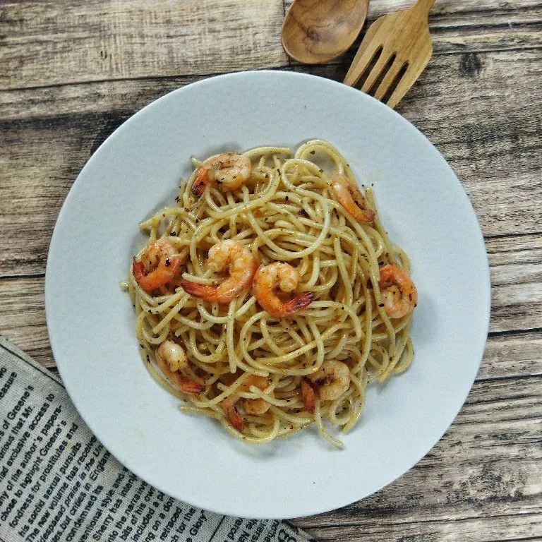 Spaghetti Aglio Olio Udang