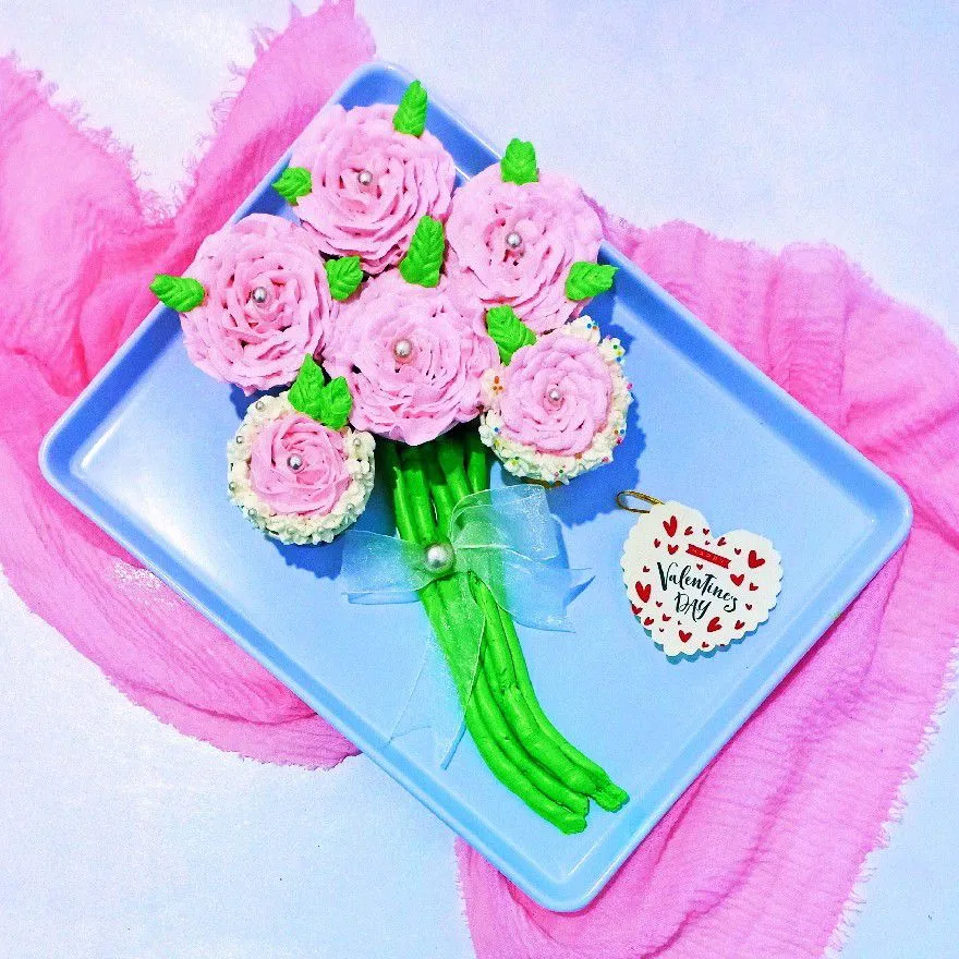 Valentine Flower Cupcake Bouquet #YummyXtraPoint