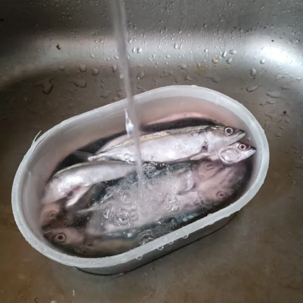Bersihkan perut ikan kemudian cuci bersih.
