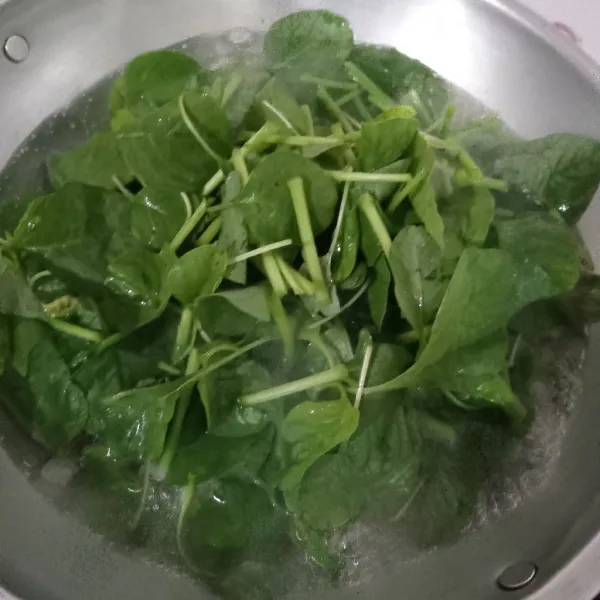 Masukkan bayam.