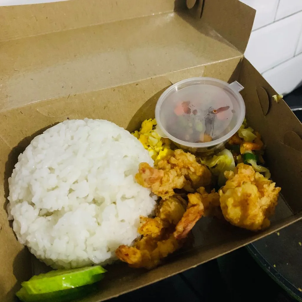 Rice box udang tepung cabe garam