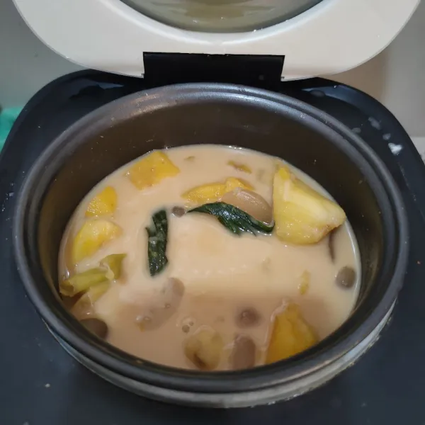Tambahkan santan dan garam.