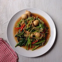 Tumis Caisim Toge Telur Puyuh