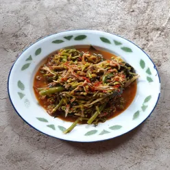 Tumis Daun Kates Teri Medan