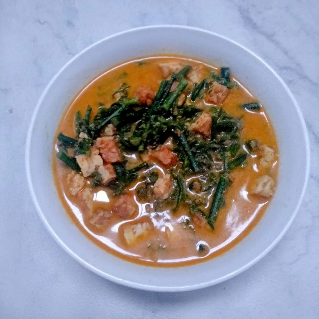 Tumis Pakis Tempe Santan Pedas