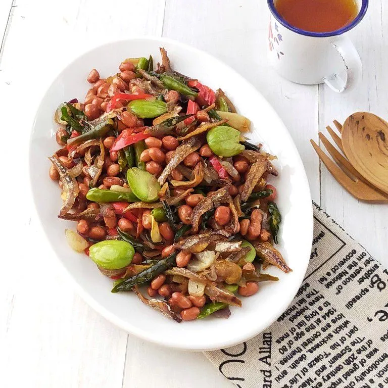 Oseng Teri Kacang Pete Bumbu Iris