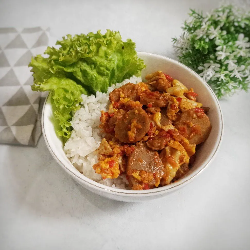 Rice Bowl Orak-Arik Telur Bakso