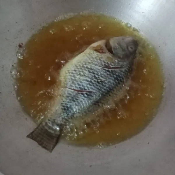 Goreng ikan sampai matang.