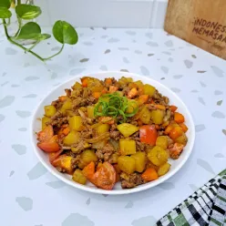 Tumis Daging Giling Kentang Wortel