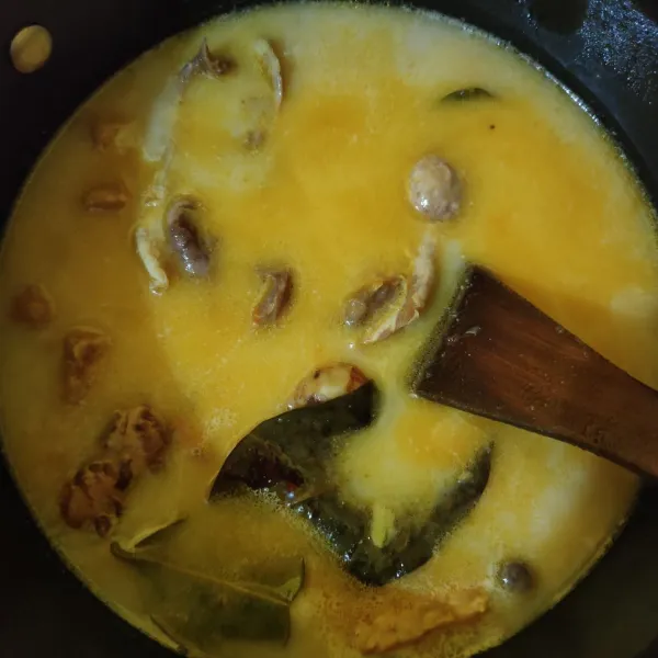 Masukkan santan instan, aduk rata. Masak hingga mendidih kembali, matikan api.