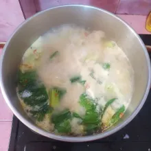 Tuang santan, masak hingga matang. Sajikan.