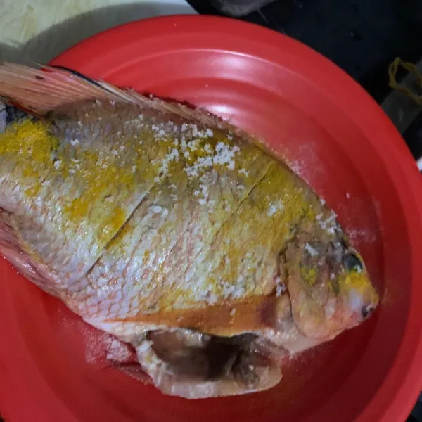 Taburi kunyit bubuk, garam, kaldu jamur