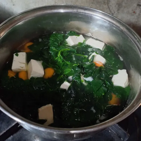 Bumbui dengan garam dan kaldu jamur. Masak sampai daun katu matang. Jangan lupa cek rasa.