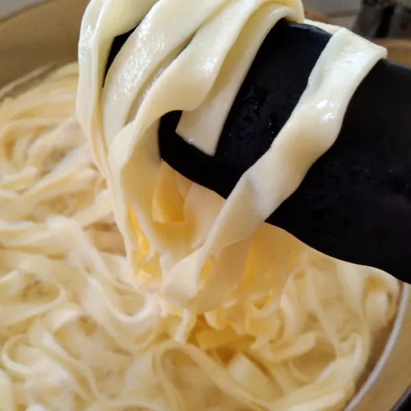 Masukkan pasta ke dalam air mendidih, rebus hingga kenyal. Setelah pasta diangkat, beri sedikit minyak zaitun, agar pasta tidak lengket. Basic Pasta siap diolah dengan berbagai macam saus.