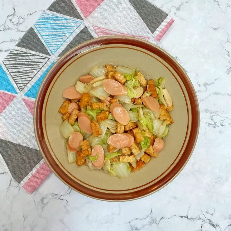 Tumis Sawi Putih Sosis Tempe