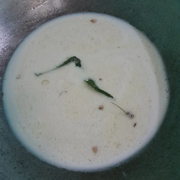 Tambahkan santan, garam dan kaldu bubuk.