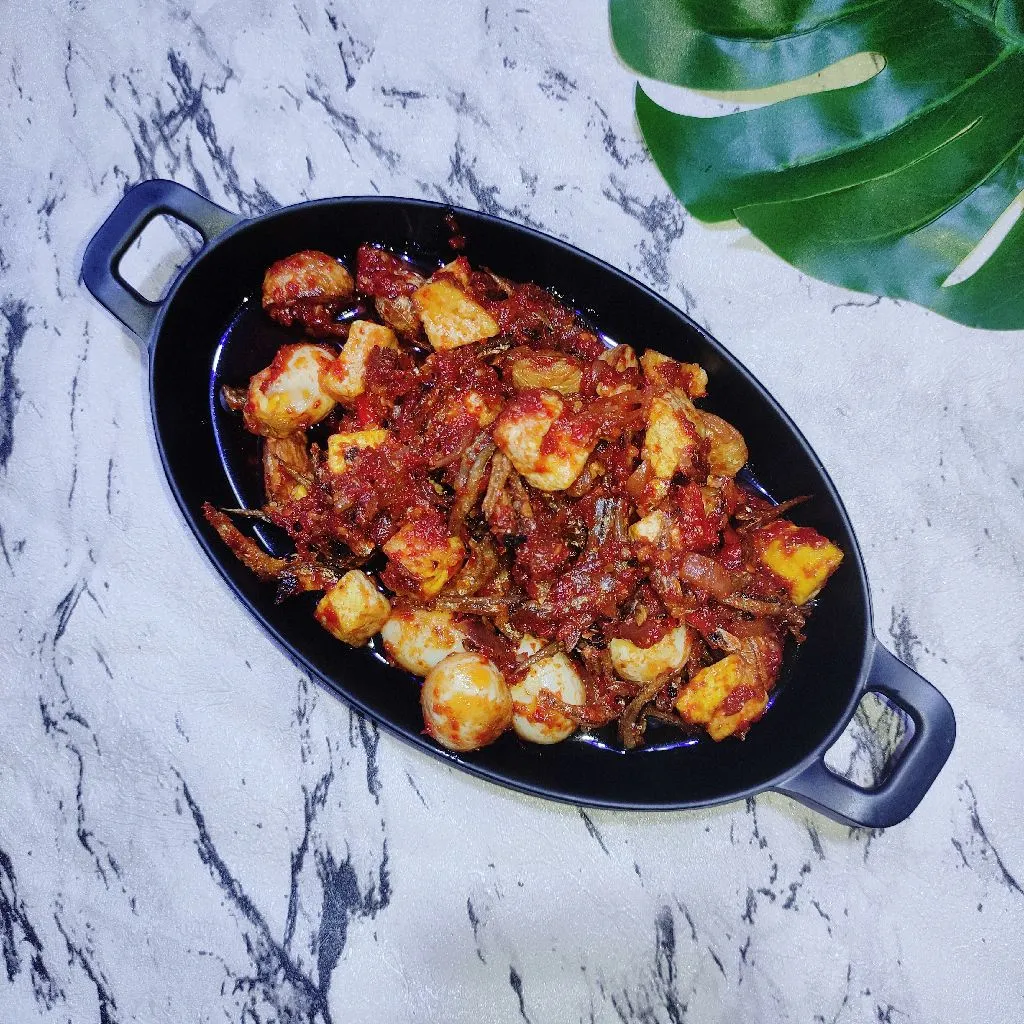 Jengkol Teri Tahu Telur Balado