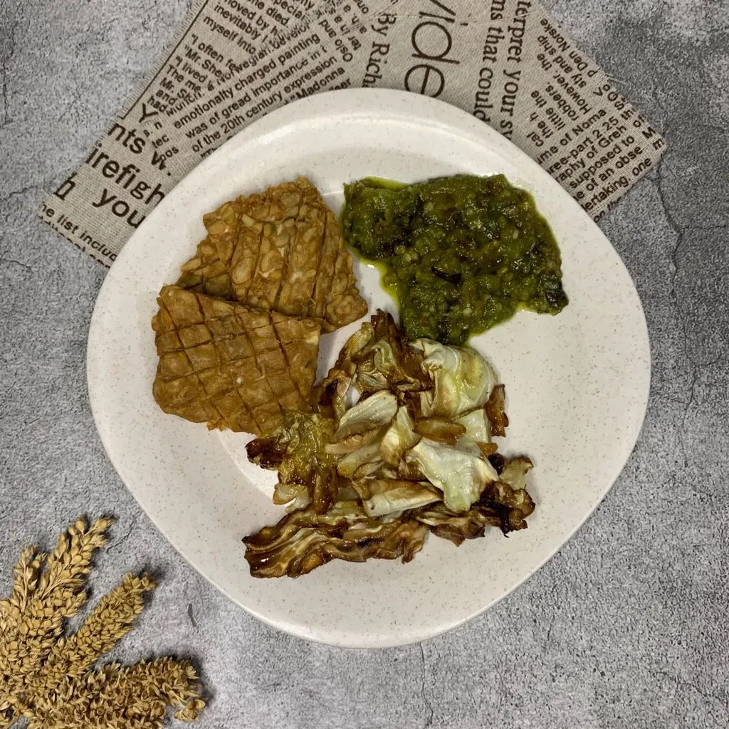 Tempe Garit Sambel Ijo Kol Goreng