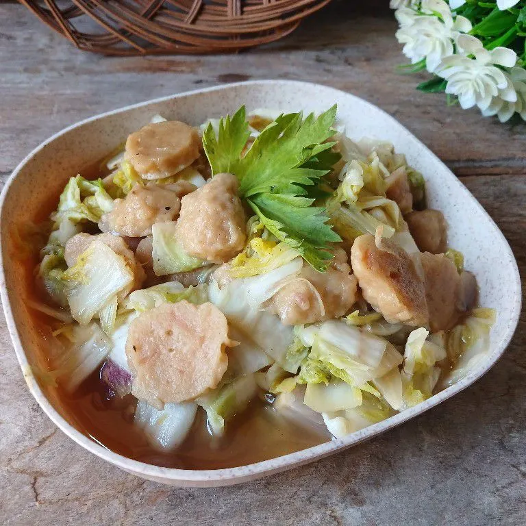 Tumis Sawi Putih Bakso