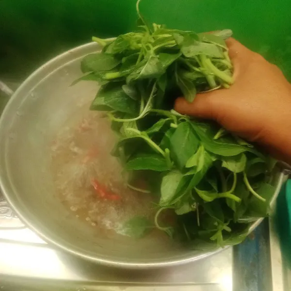 Setelah mendidih masukan sayur perlahan.