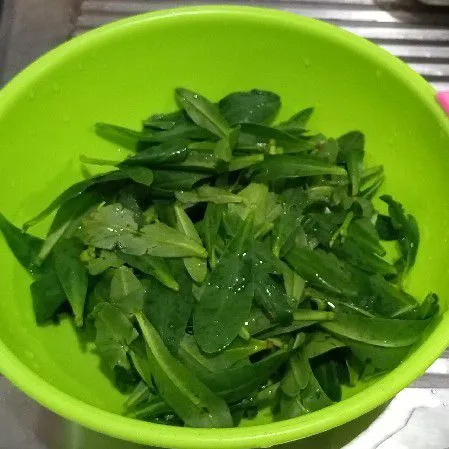 Petiki daun ginseng kemudian cuci bersih.