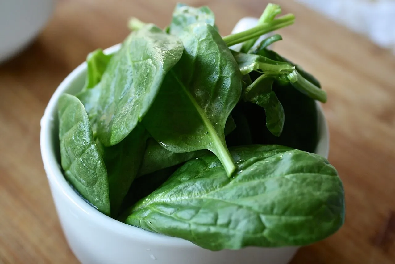 Sayur bayam dalam mangkuk untuk darah rendah