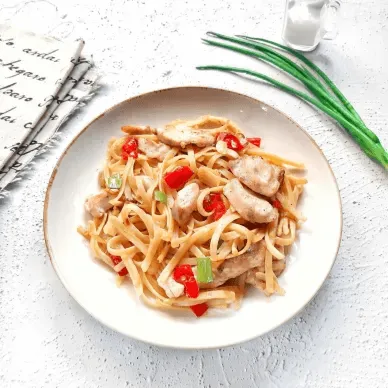 resep Linguine dengan tambahan paprika dan daging ayam