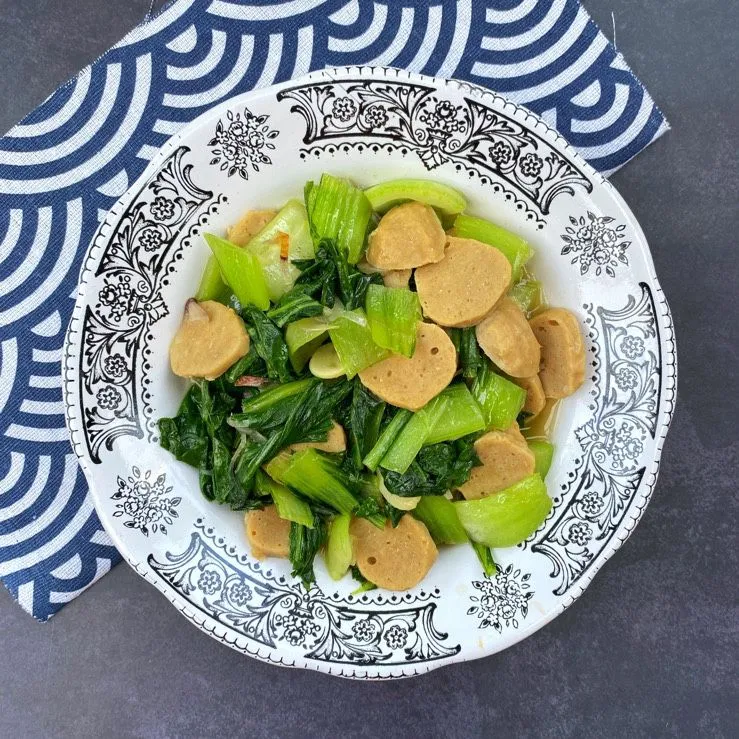 Tumis Pakcoy Bakso Saus Tiram