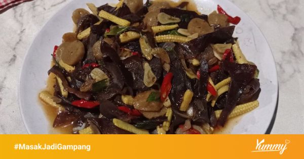 Bahan-bahan untuk masakan Tumis Jonggrong Jamur Kuping