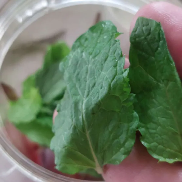 Tambahkan daun mint.