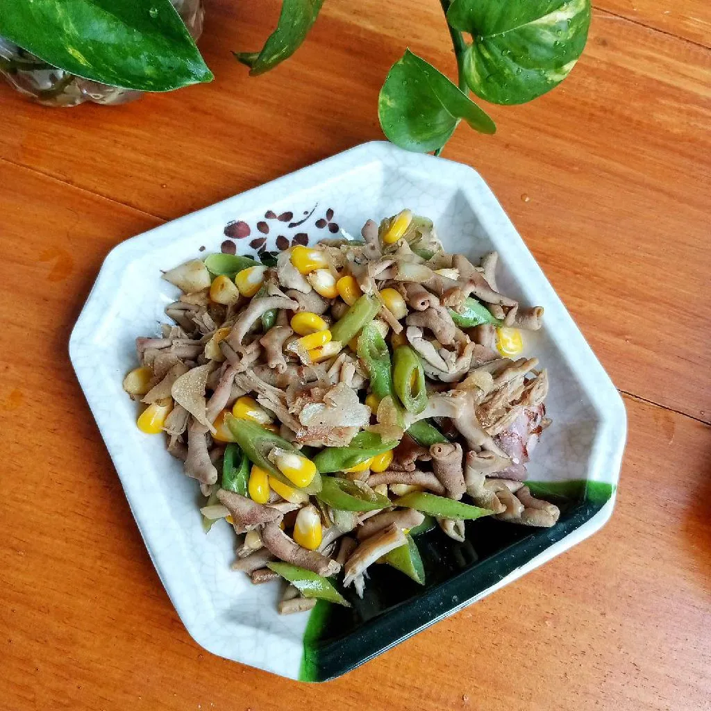 Tumis Usus Ayam Suwir Jagung Buncis