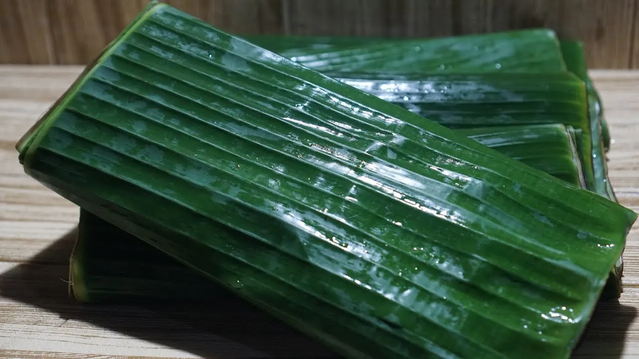 daun pisang segar untuk menyimpan tahu