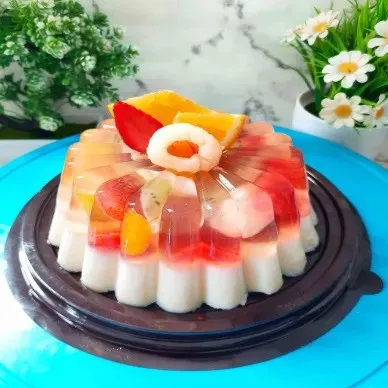 puding mix buah lapis susu