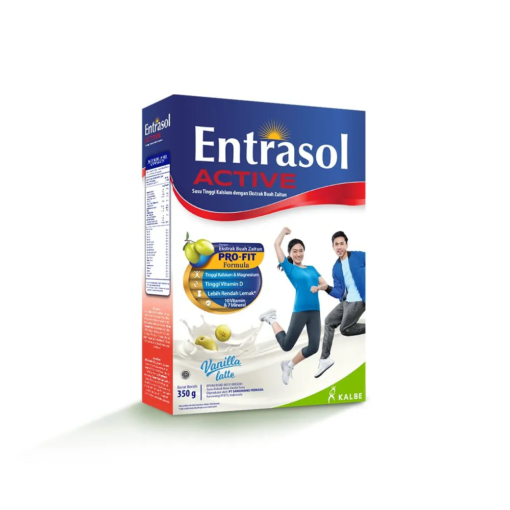 Entrasol Active Vanilla Latte susu tinggi kalsium untuk dewasa