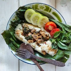 Nasi Bakar Jamur Tempe