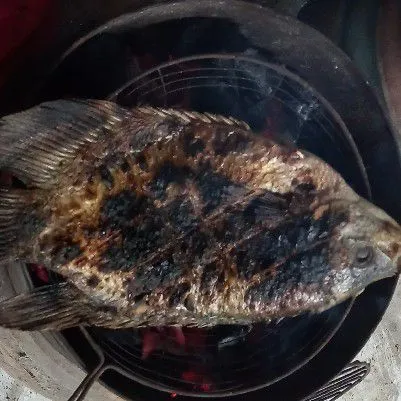 Bakar ikan di atas bara api.