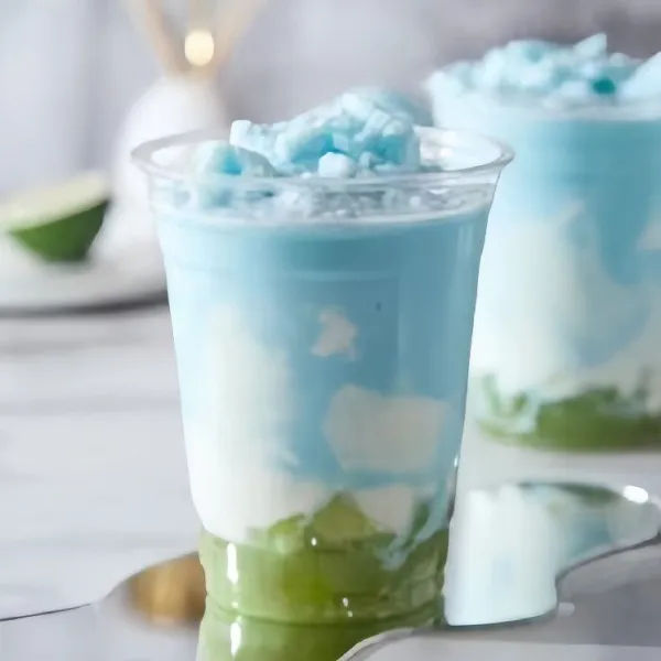 Lalu tuang smoothie yang di blender tadi kedalam gelas