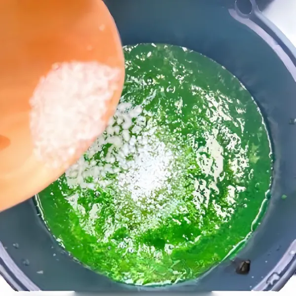 Masukkan jus mugwort ke dalam panci, tambahkan gula pasir secukupnya dan didihkan