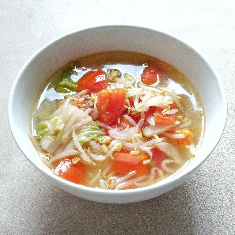 Sayur Bening Tauge Tomat dan Sawi