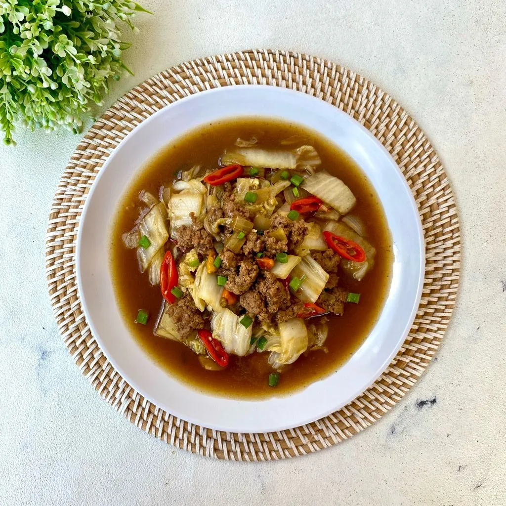 Cah Sawi Putih Daging Cincang