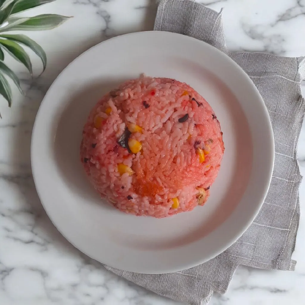 Pink Corn Butter Rice with Herbs