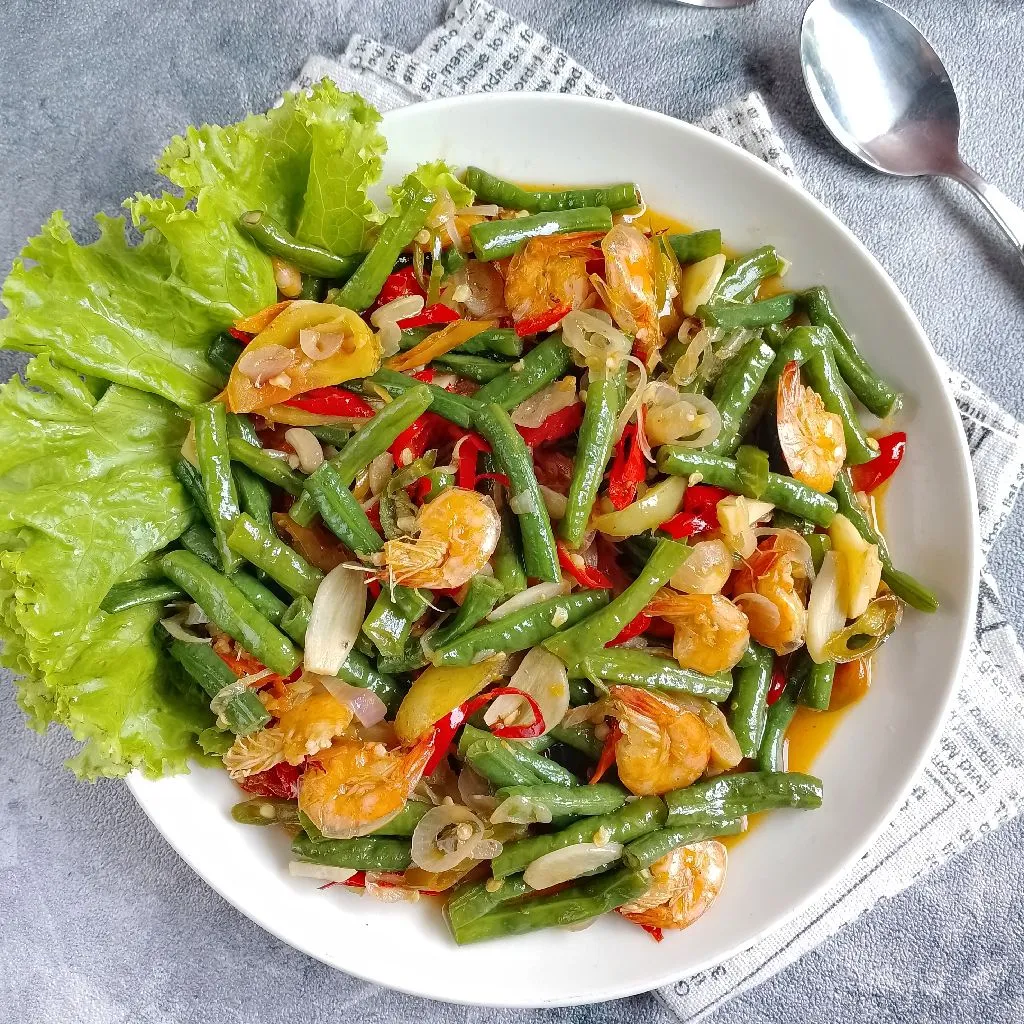 Kacang Panjang Oseng Pedas Udang